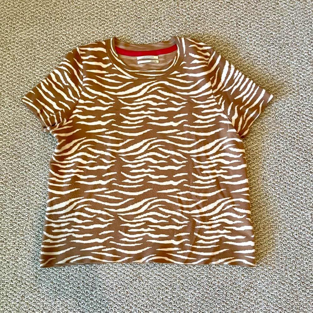 Anthropologie Brown and White Zebra Print Sweater